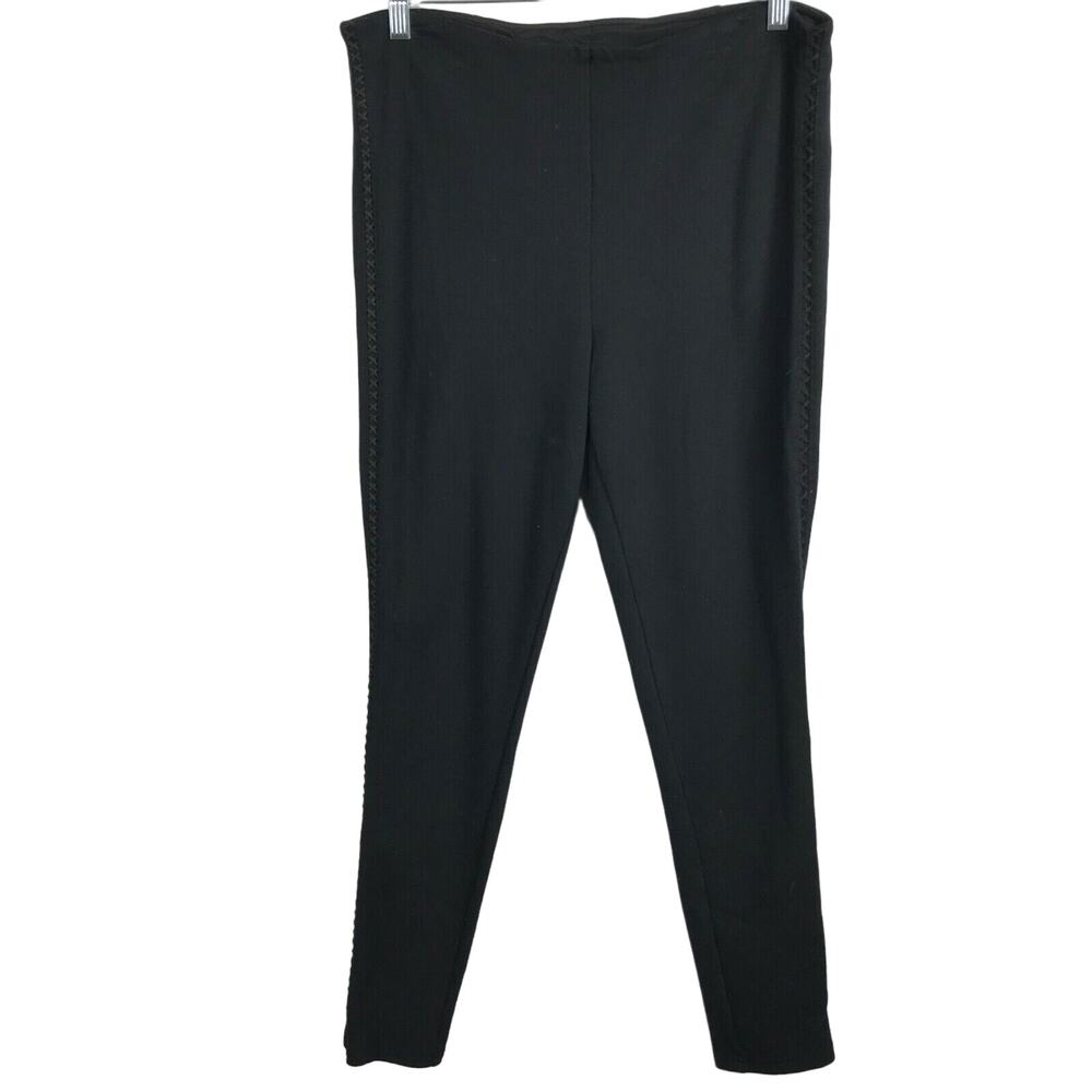 One 5 One Leggings Womens Sz XL Black Stretch‎ Knit Casual High Rise Band Pocket